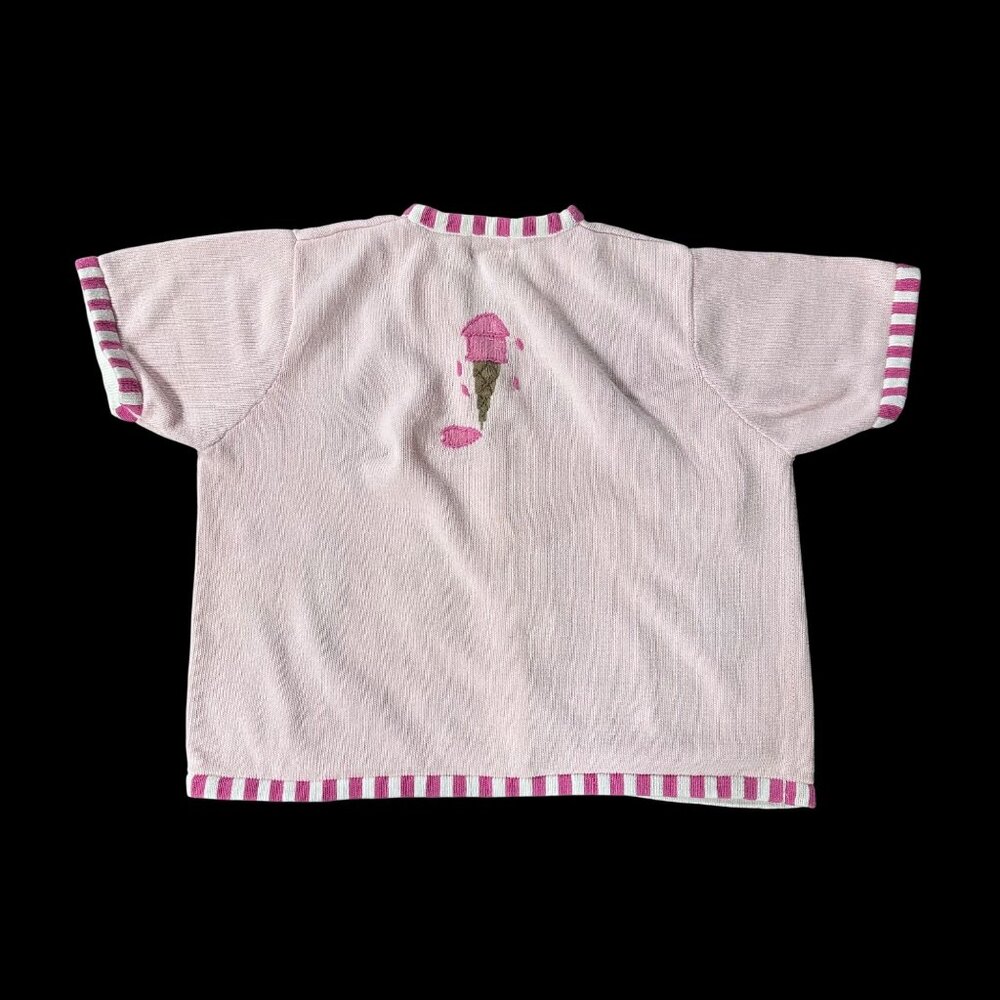 Vintage 1990s Quacker Factory Pink Knit Cardigan Summer Short Sleeve Plus Size - Picture 3 of 8